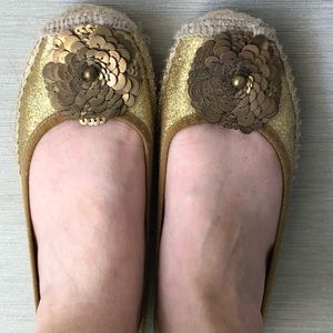 Tory Burch Espadrille Flats Gold Size 6